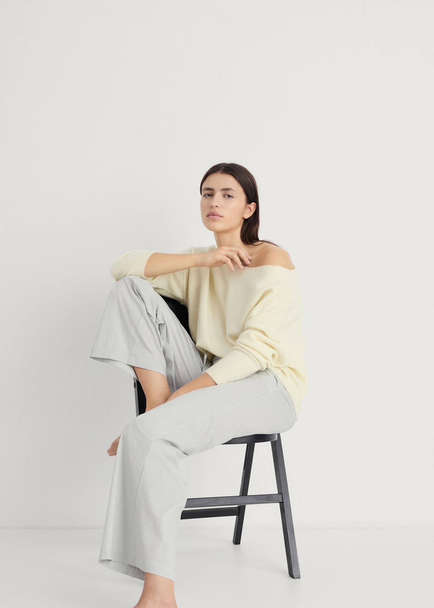 Striped pajama pants with elastic detail - Women | MANGO USA Product Image