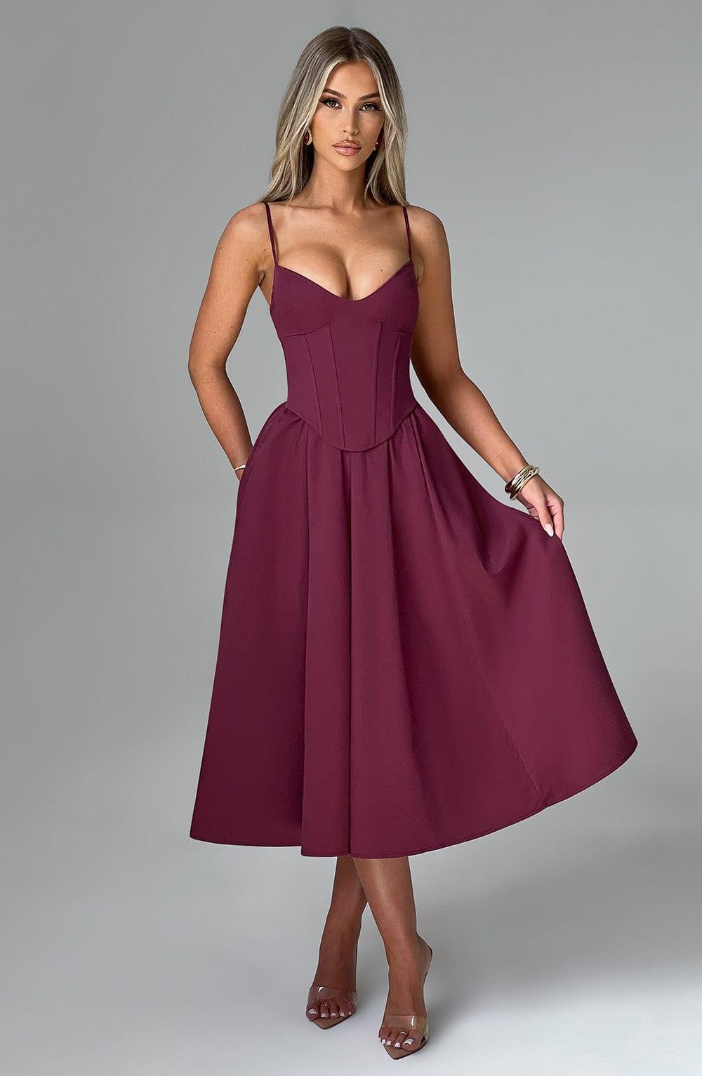 Mariella Midi Dress - Cherry Lacquer Product Image