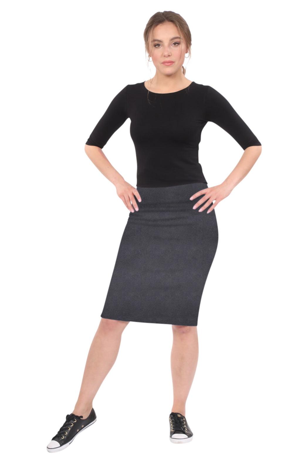 Knee-length Pencil Skirt Fitted in Cotton Lycra Product Image