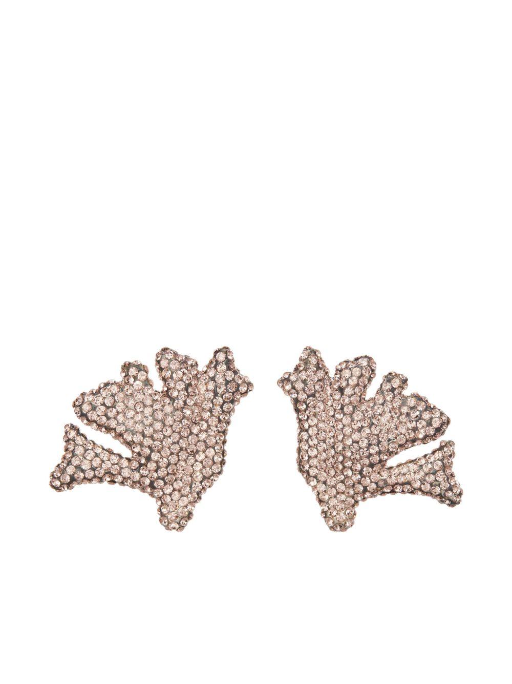 Coral rhinestone-embellished clip-on earrings Product Image