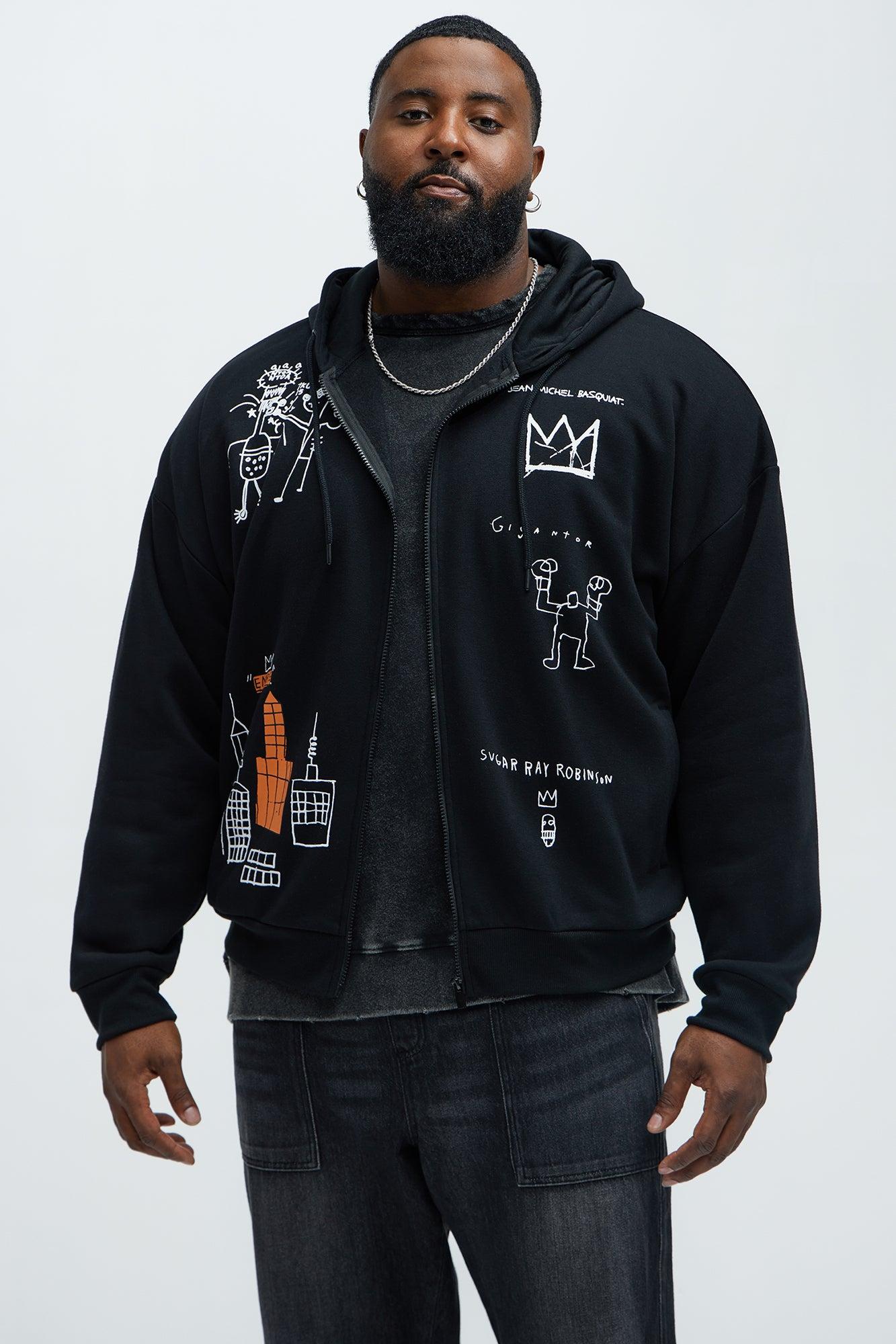 Basquait Zip Up Hoodie - Black Product Image