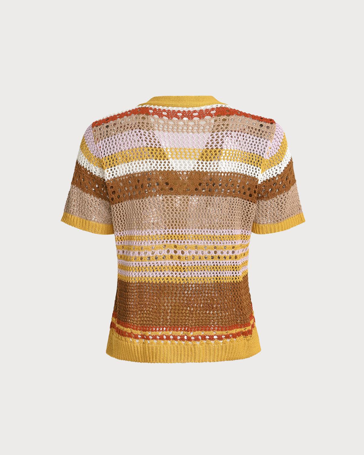 Striped V Neck Cardigan Product Image