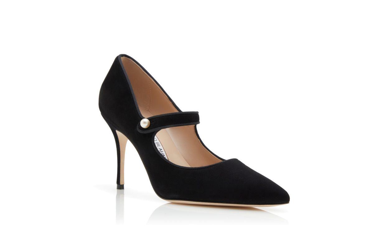 CAMPARIPEARL Black Suede Mary Jane Pumps
 Product Image
