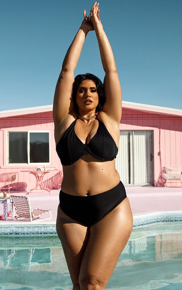 Plus Black Mix & Match High Waist Bikini Bottoms Product Image