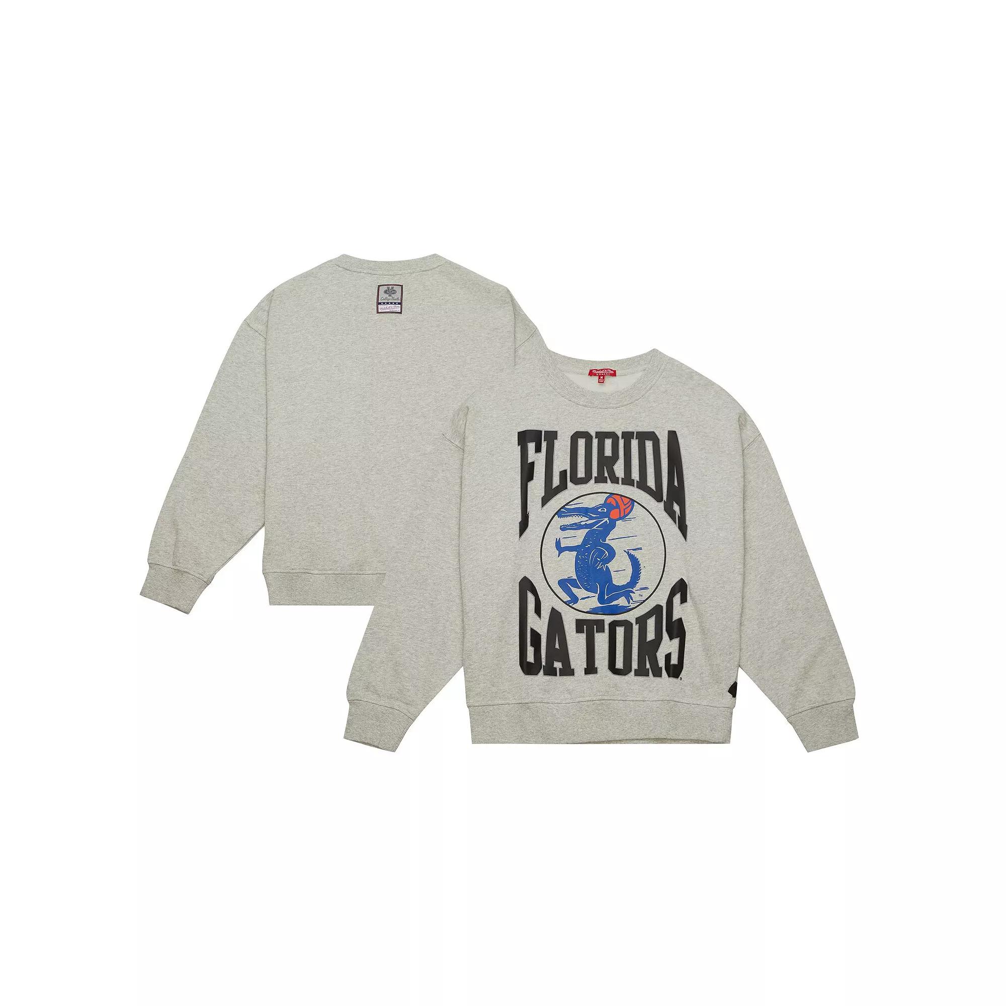 Women's Mitchell & Ness Heather Gray Florida Gators Oversized Logo Lightweight Pullover Sweatshirt, Size: 2XL, Grey Product Image