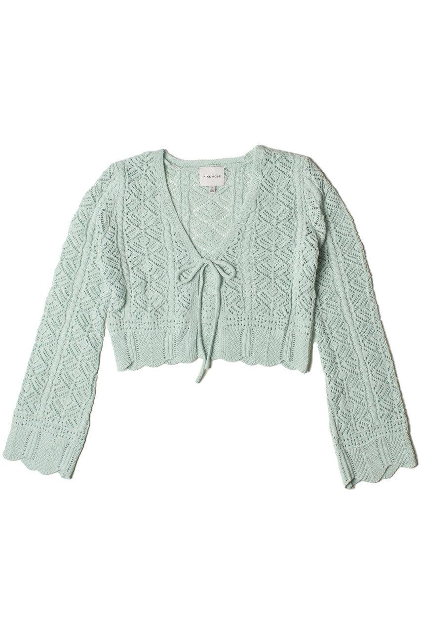 Chenille Pointelle Tie Front Cardigan Product Image