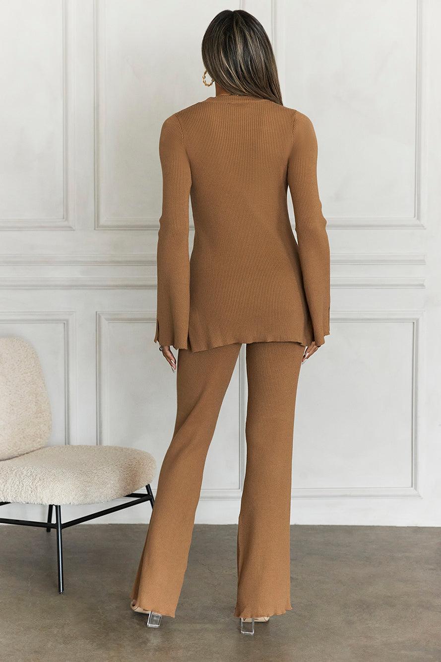 Cosy Holidays Ribbed Pants Brown Product Image