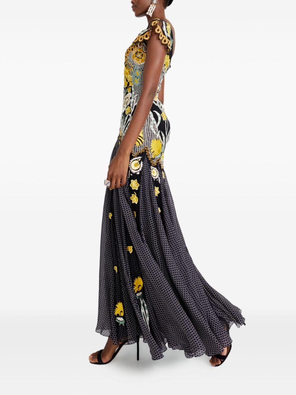 embroidered floral-print maxi dress Product Image