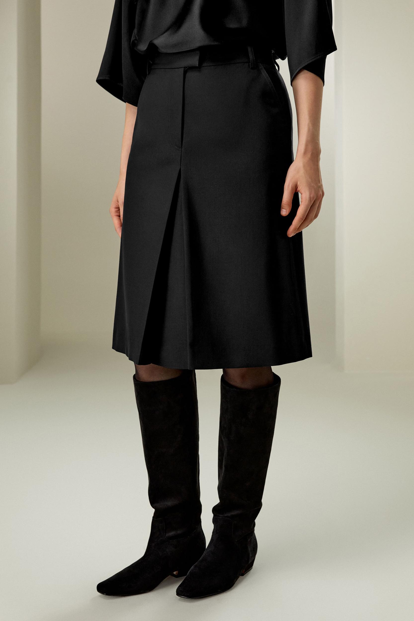 LILYSILK Womens Wool Skirt - Black Wool Silk - Perfect Wardrobe Staples Basic Style Bottoms 16 Product Image