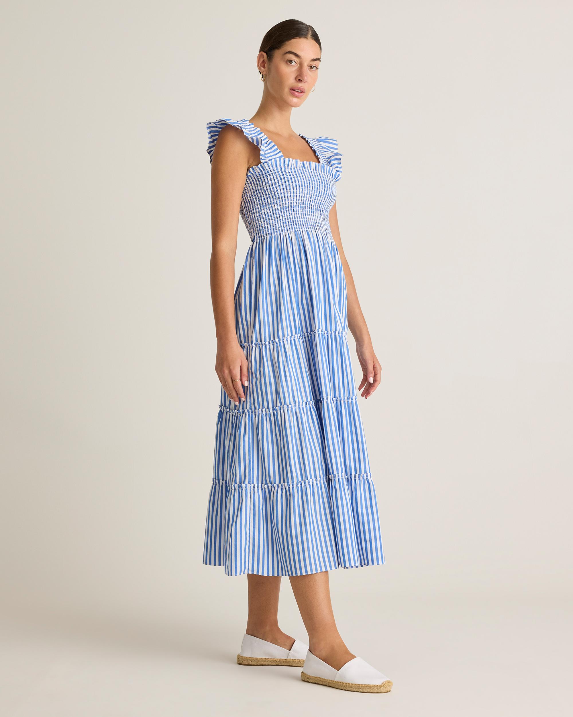Quince | Women's Poplin Smocked Midi Dress Organic Cotton Product Image