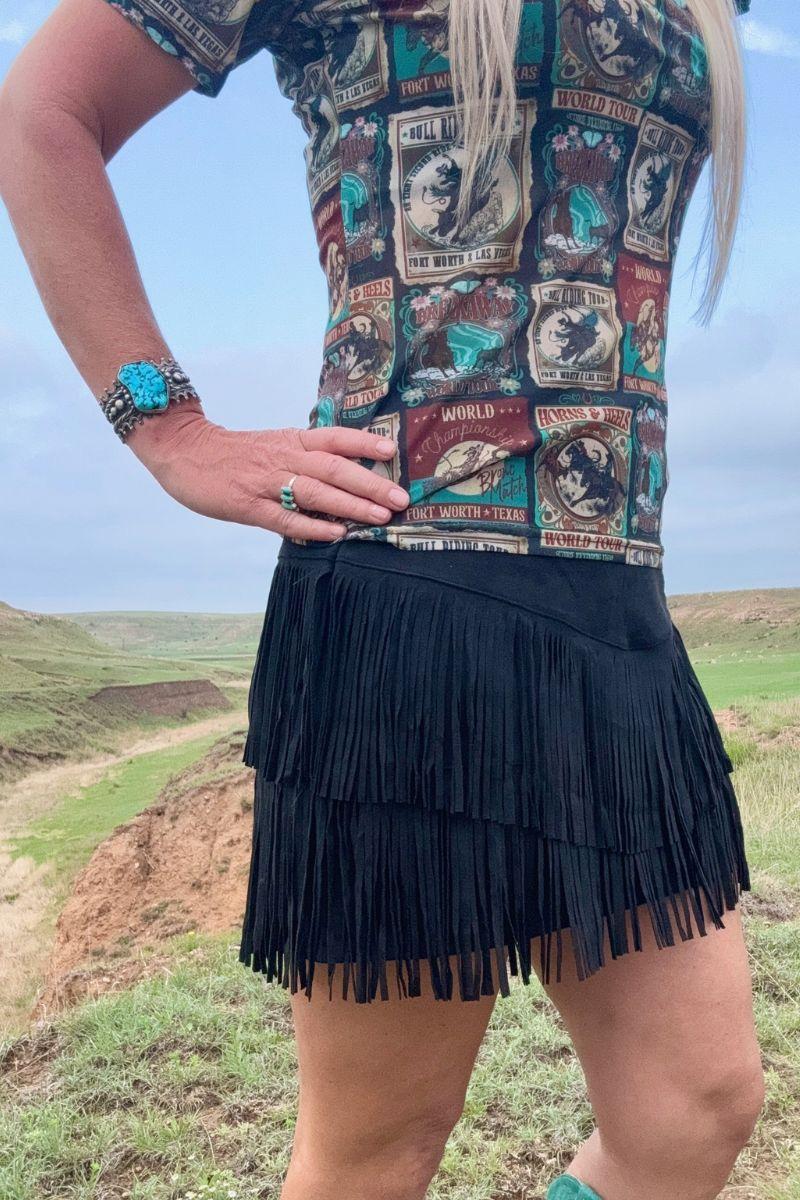 Sterling Kreek Fort Worth Black Fringe Skirt Product Image
