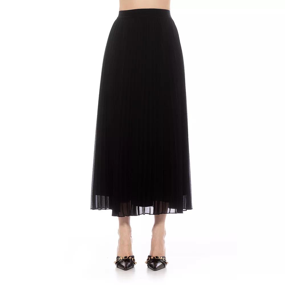 Women's ALEXIA ADMOR Kesia Pleated Midi Skirt, Size: 6, Black Product Image