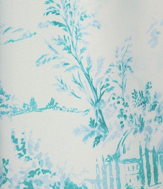 Investments Caroline Signature Capri Breeze Painted Toile V-Neck 3/4 Sleeve Button Front Blouse Product Image