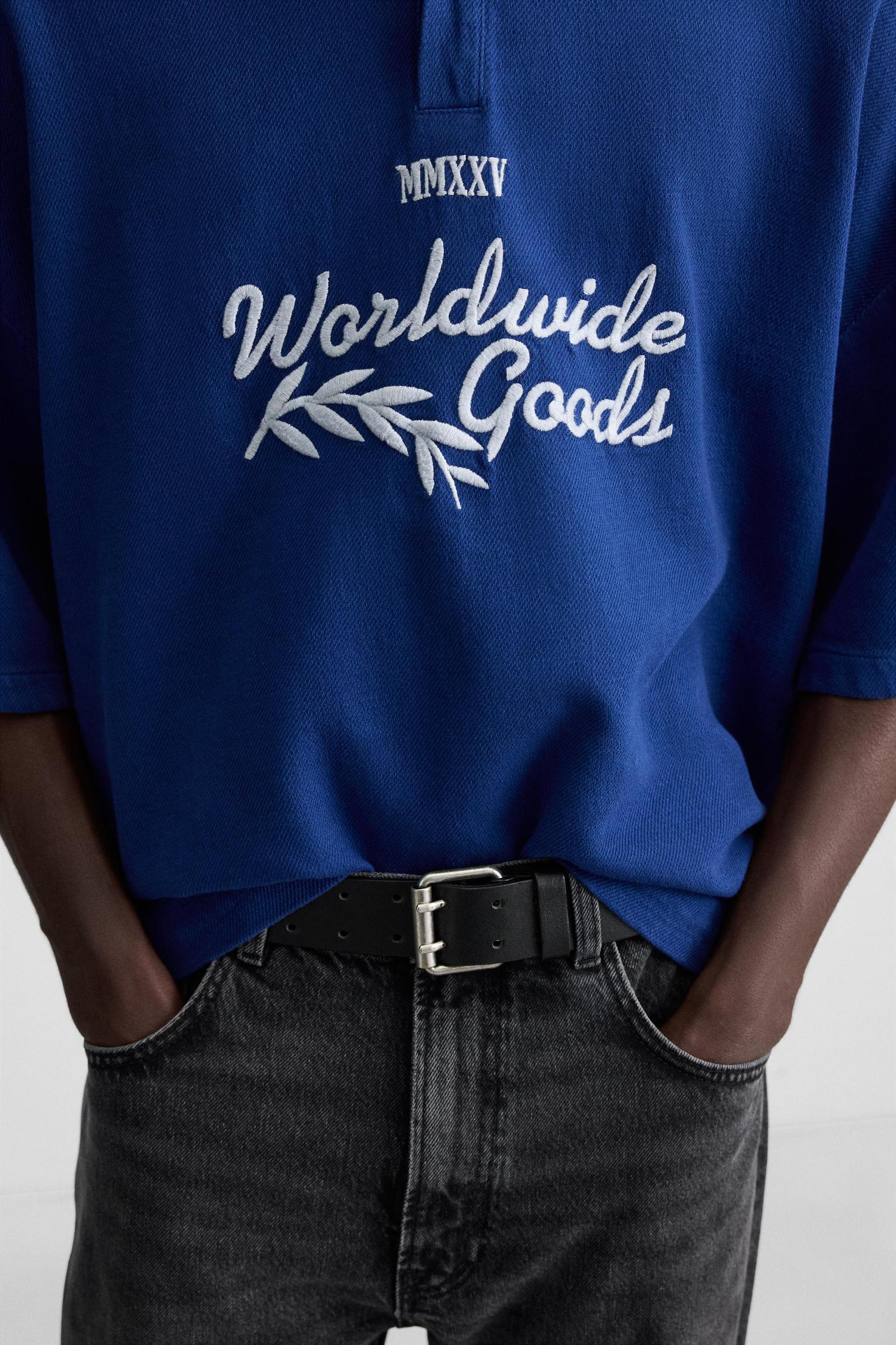 EMBROIDERED TEXT POLO SHIRT Product Image