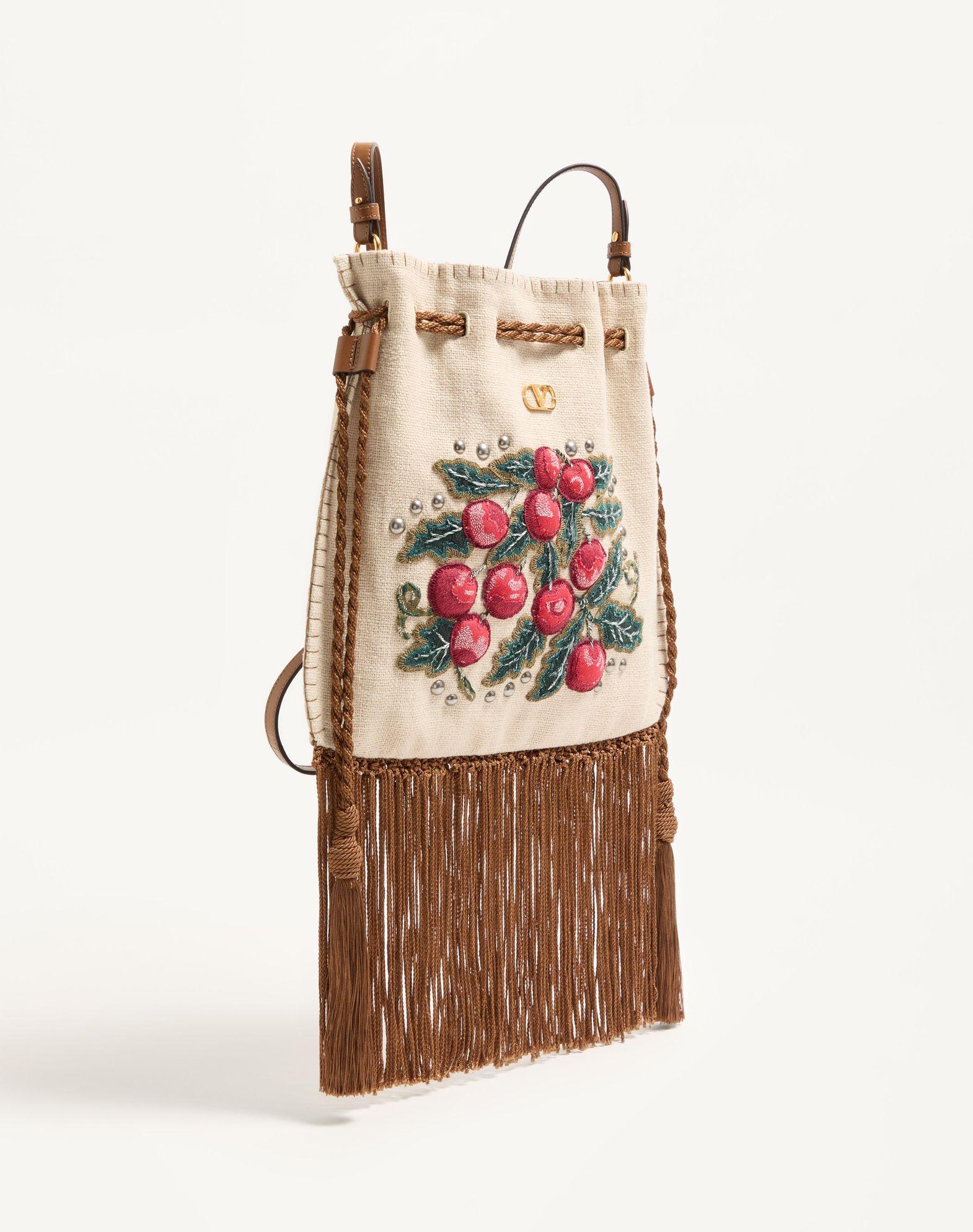 Valentino Garavani Nellcôte Alice Embroidered Bag With Fringes Product Image
