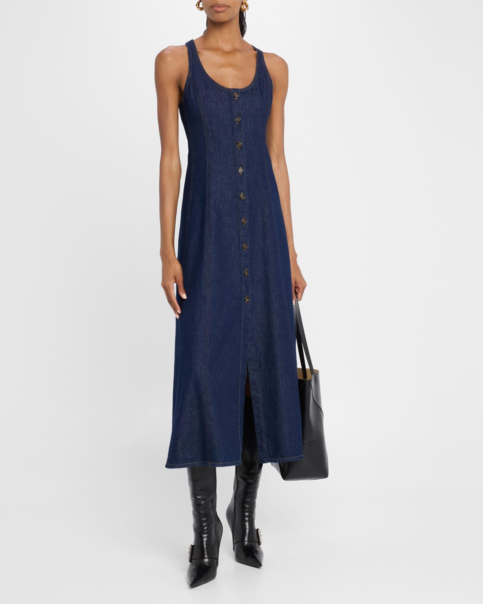 Farrow Sleeveless Cotton Denim Midi Dress Product Image