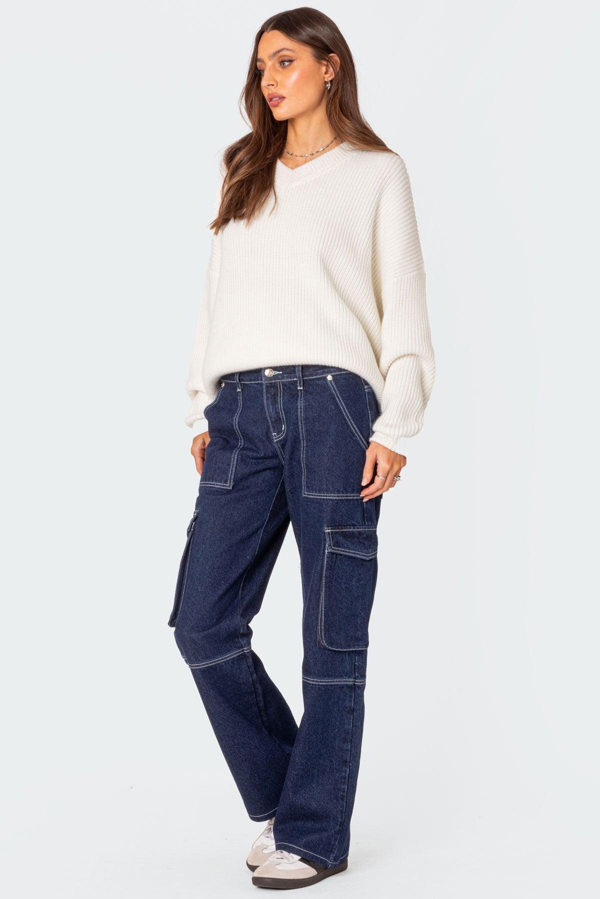 Alyssa Stitch Cargo Jeans Product Image