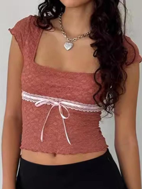 Lace Short Sleeve Tee Product Image