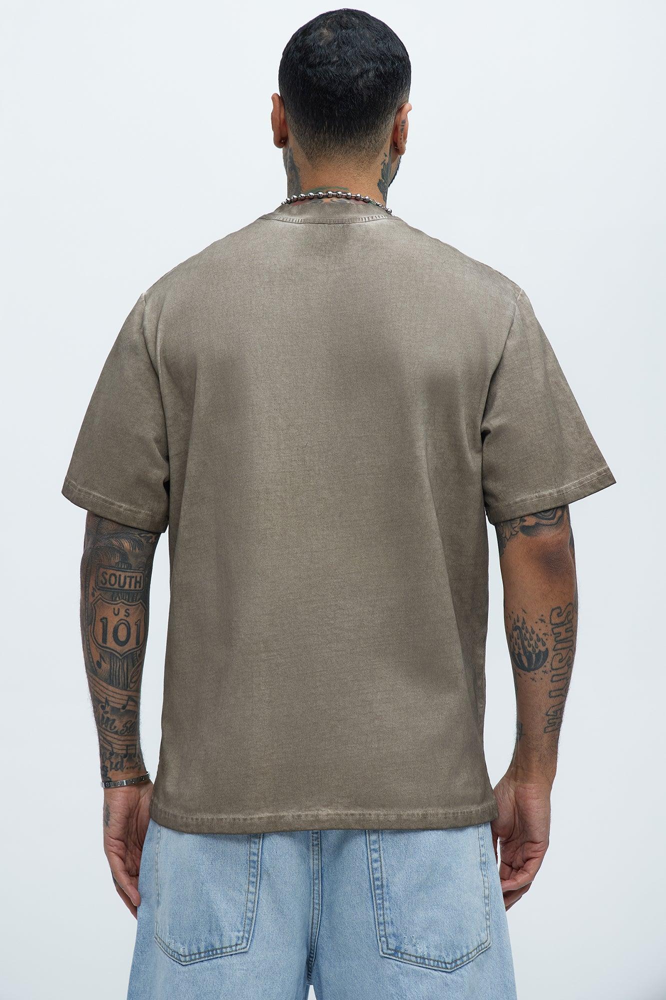 Tinted Wash Oversized Heavyweight Short Sleeve Tee - Brown Product Image