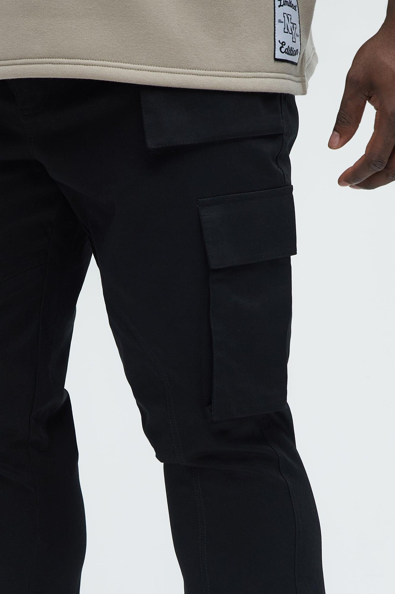 Double Up Stacked Slim Cargo Pants - Black Product Image