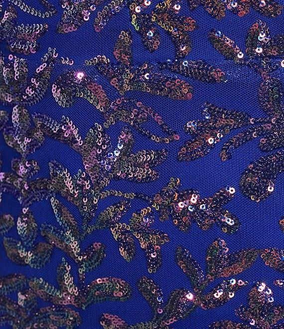 Honey and Rosie Spaghetti Strap V-Neck Fitted Sequin Lace Up Back Dress Product Image