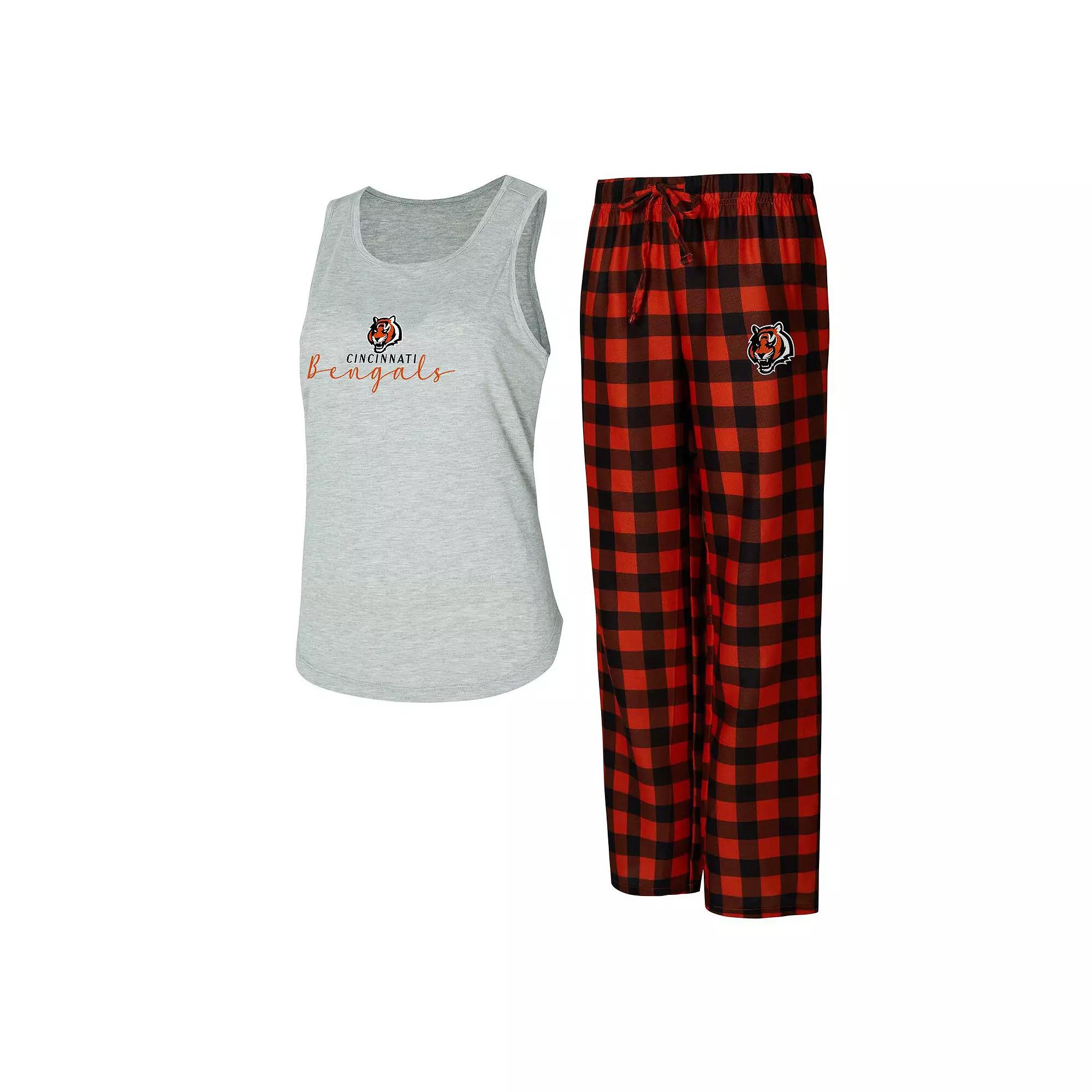 Women's Concepts Sport Gray/Orange Cincinnati Bengals Petition Tank Top and Pants Sleep Set, Size: Large, Grey Product Image