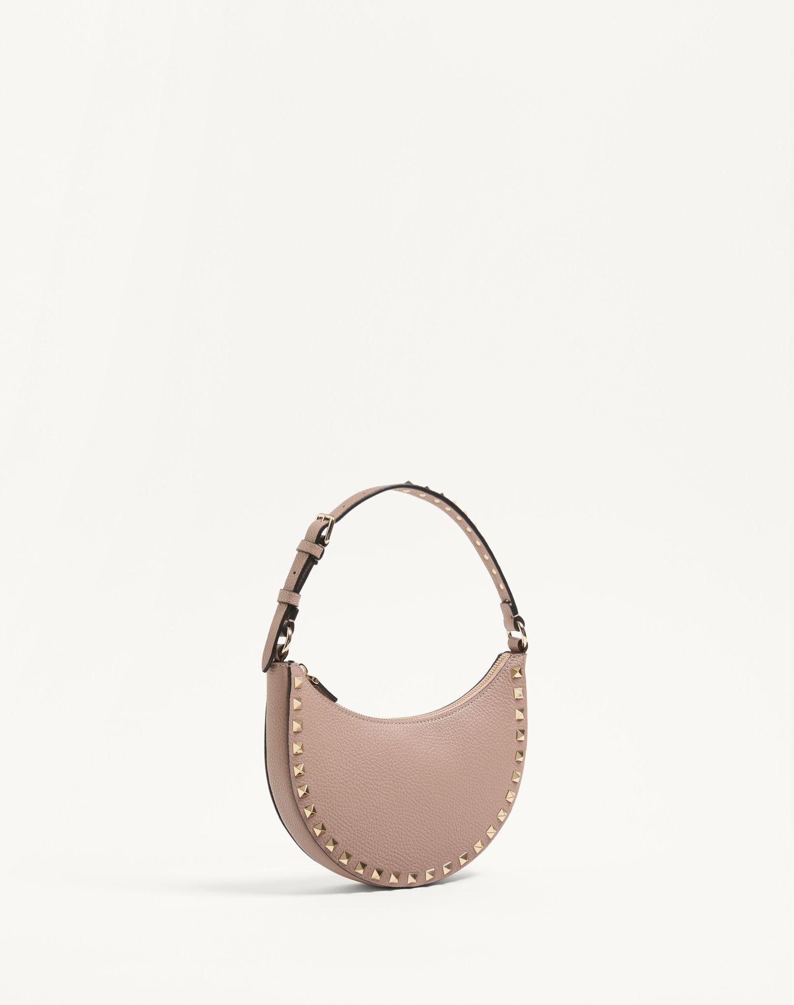 Mini Rockstud Hobo Bag In Grainy Calfskin Product Image