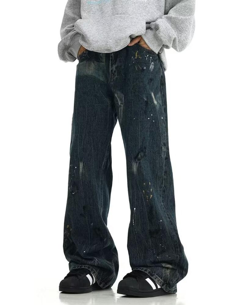 Sopula Men's Stylish Casual Distressed Washed Ink Street Jeans Product Image