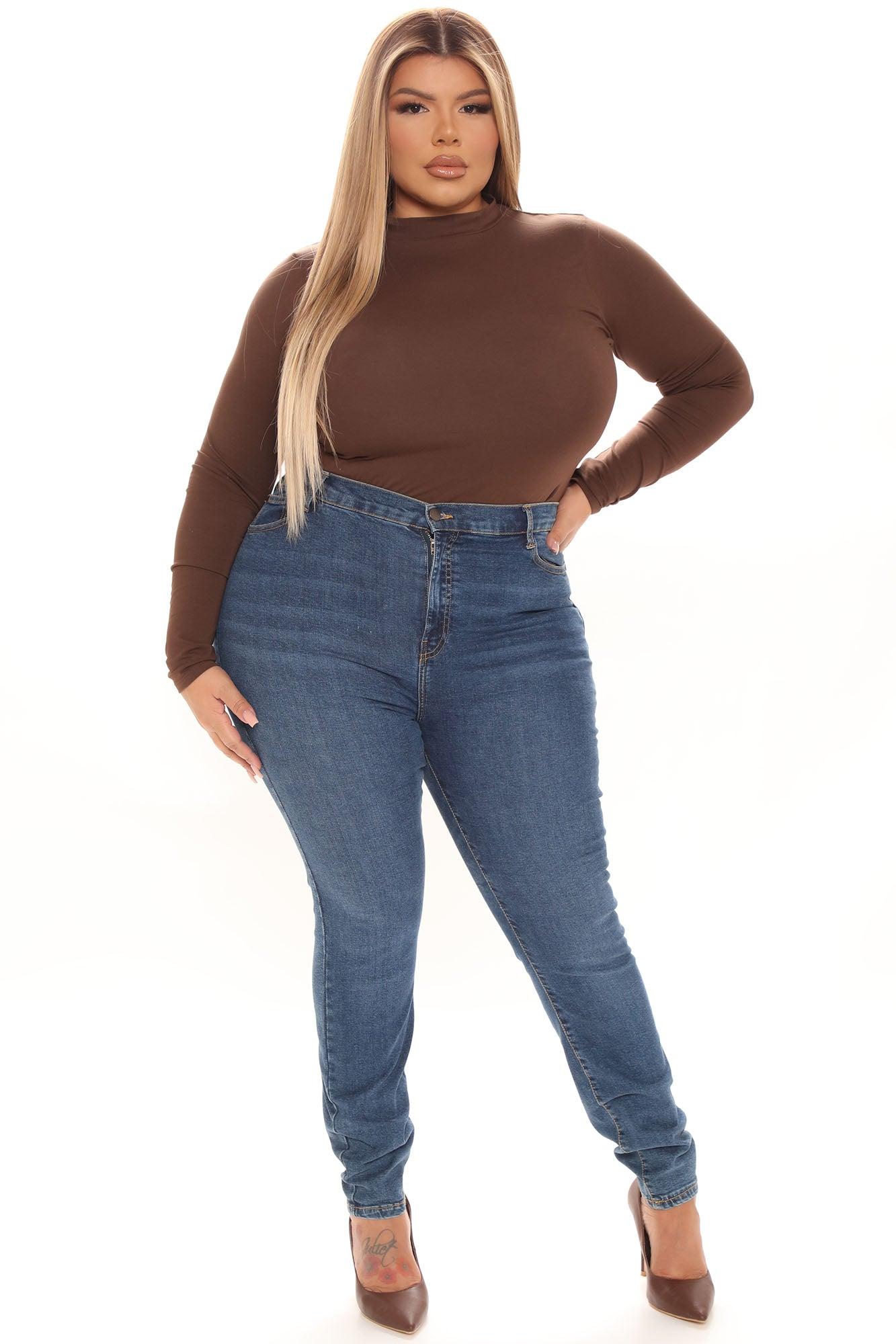 Melanie Mock Neck Bodysuit - Chocolate Product Image