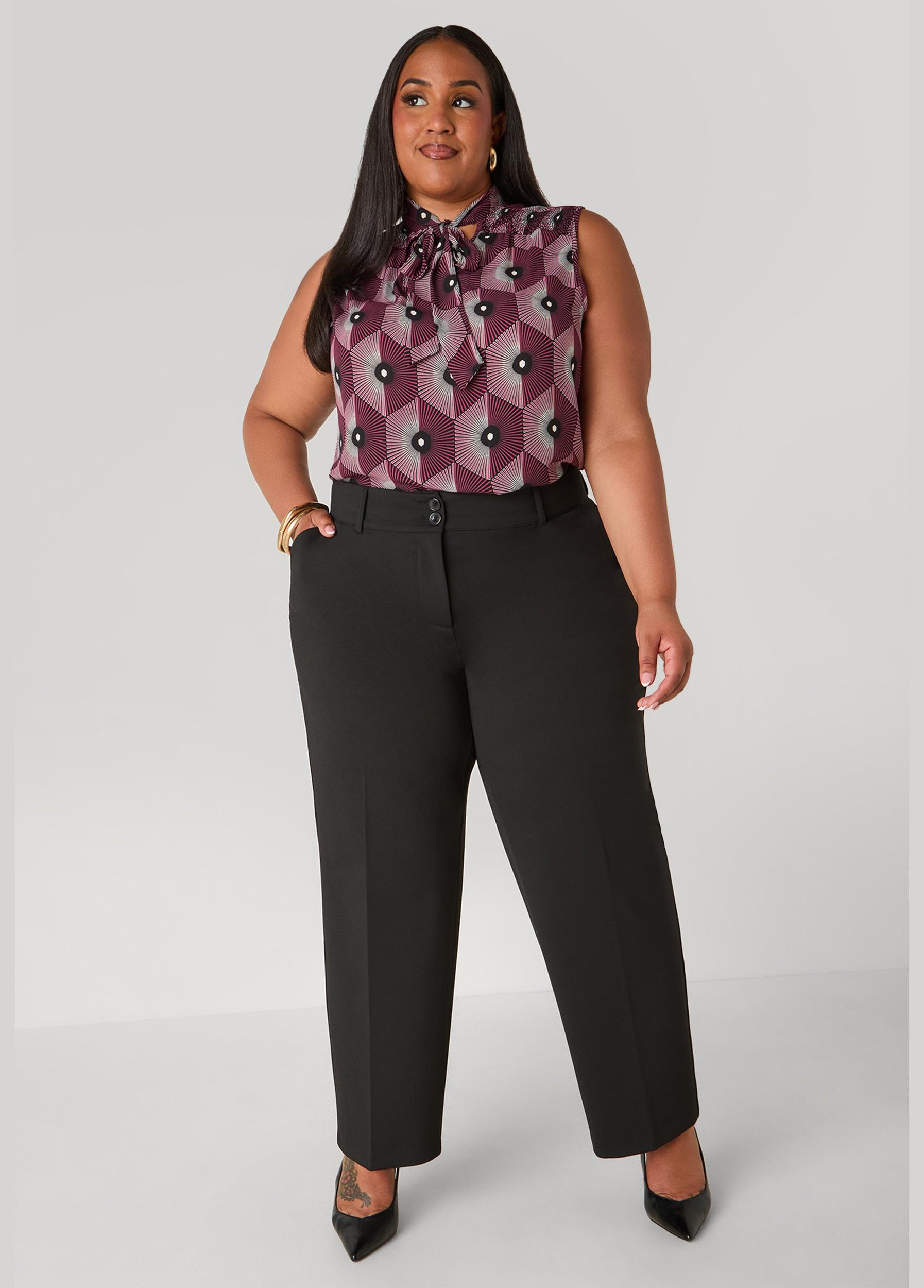 Geo Print Tie Neck Blouse Product Image