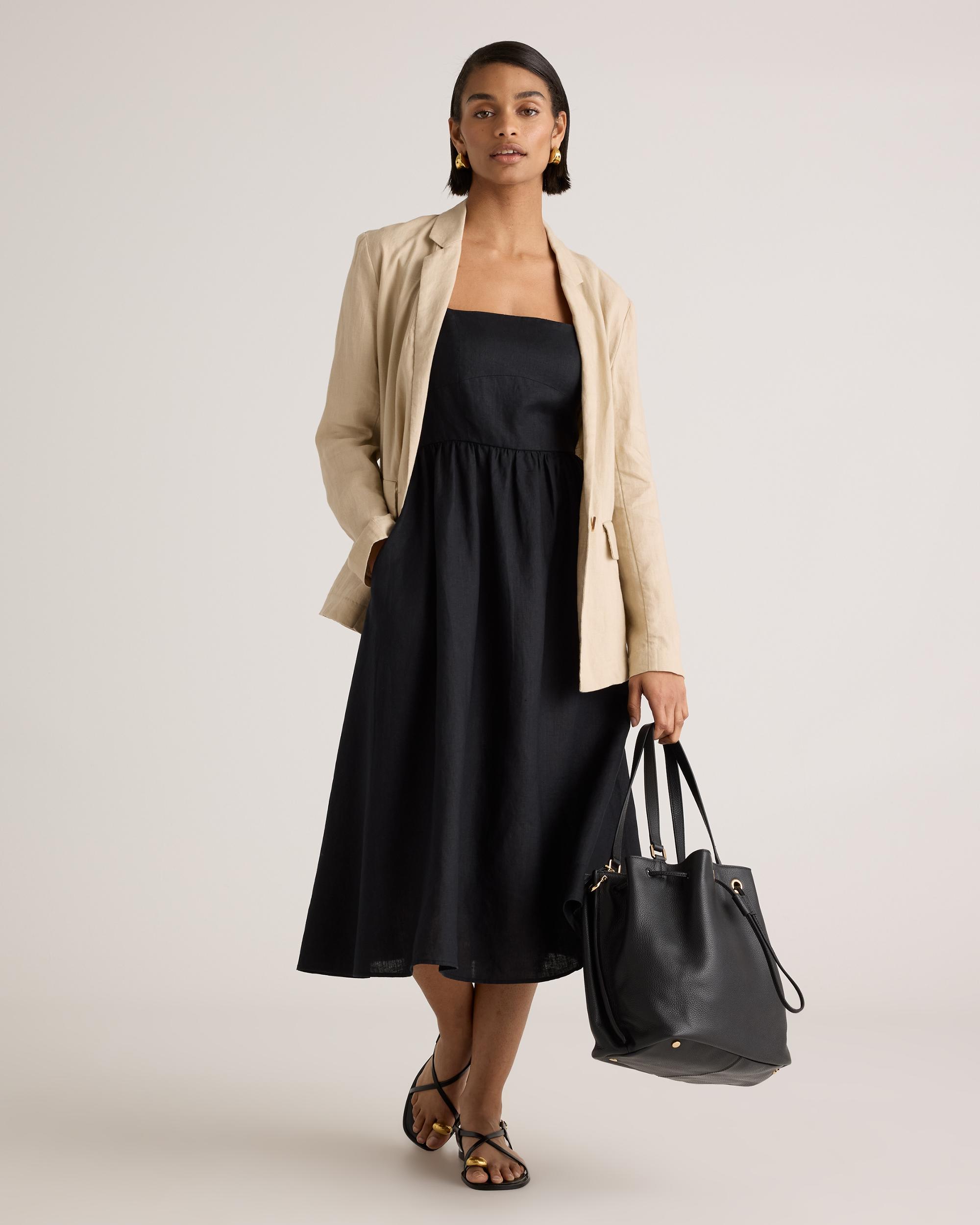 Quince | Women's 100% European Linen Fit & Flare Midi Dress Size XL Product Image