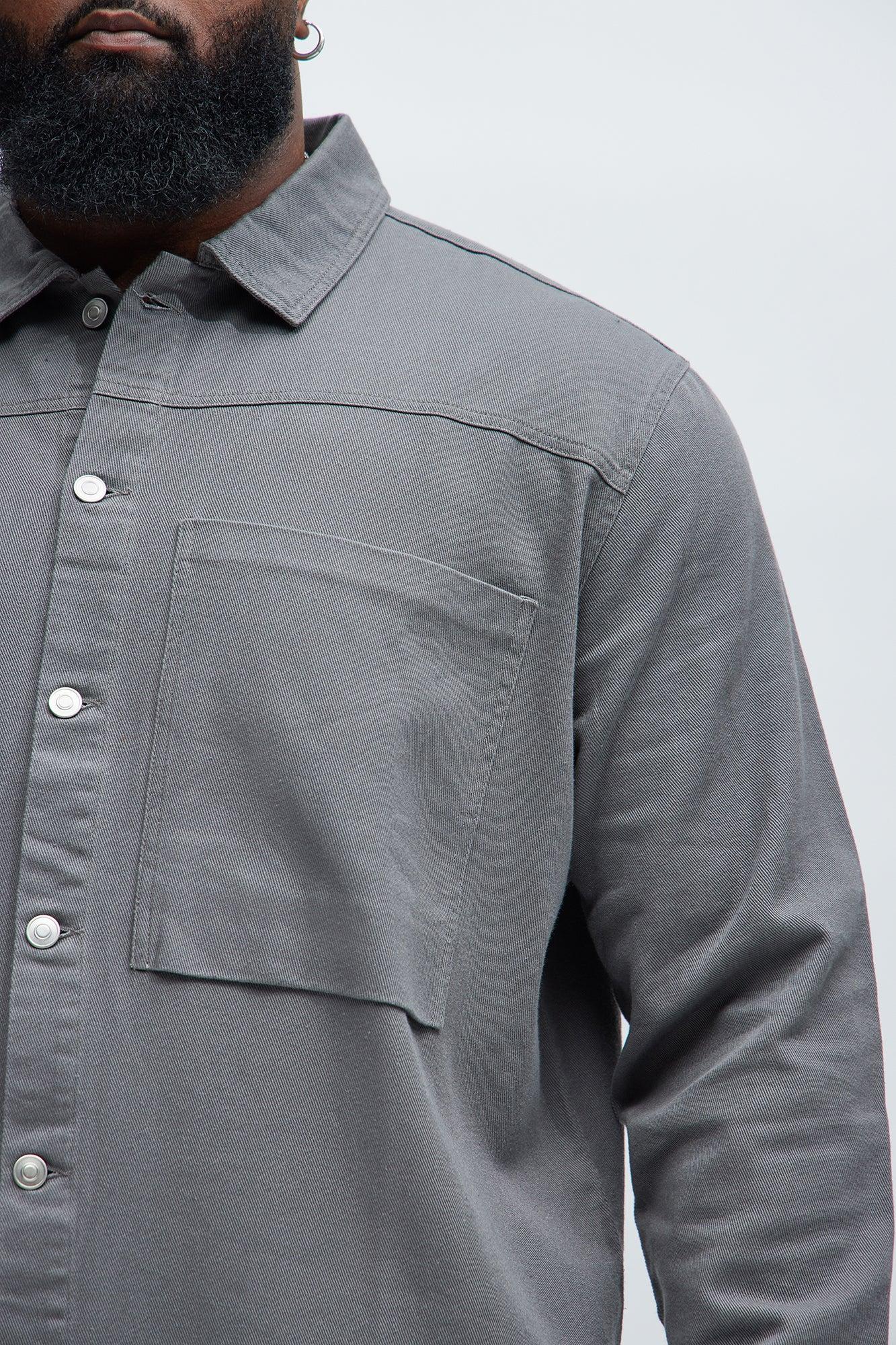 Yorktown Twill Button Up Shirt - Grey Product Image