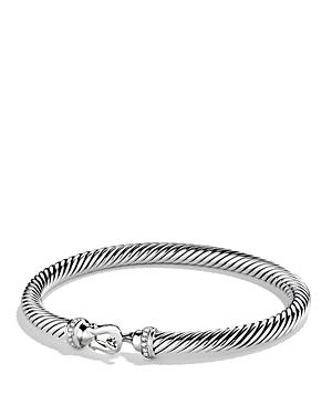 Womens Buckle Classic Cable Bracelet in Sterling Silver Product Image