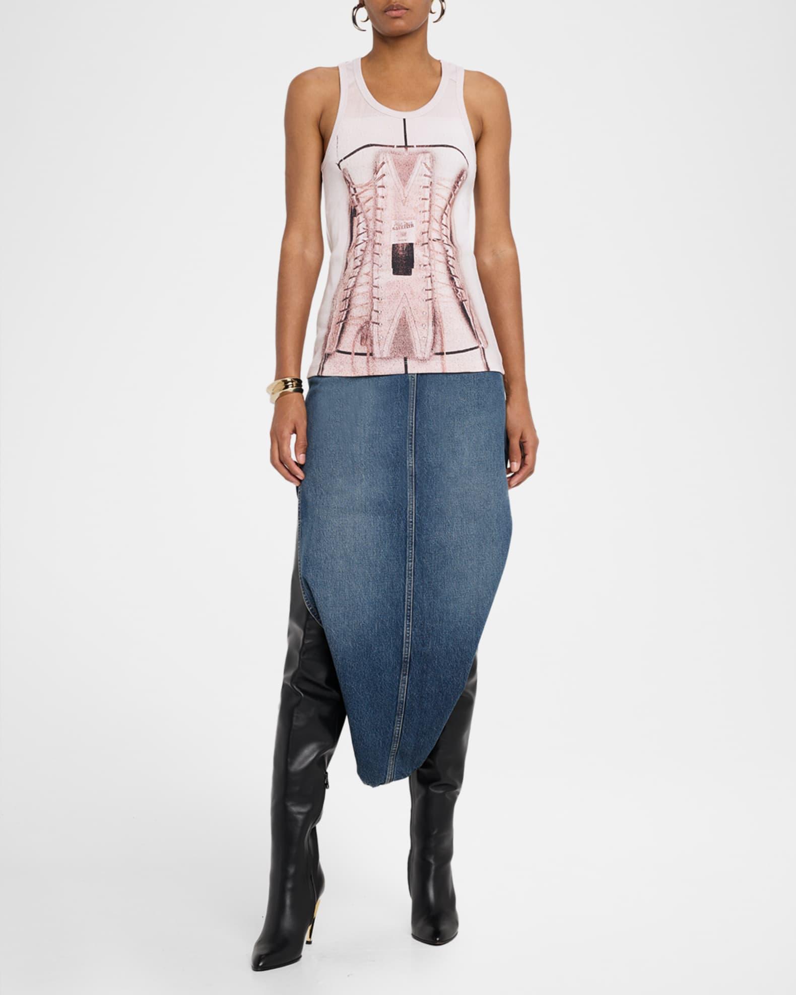 Denim Skirt with Internal Belt Product Image