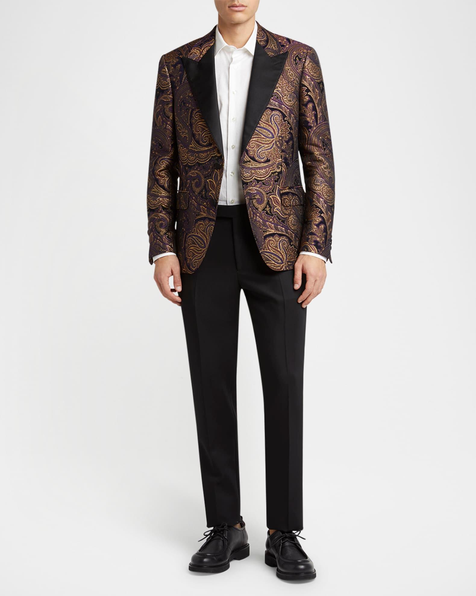Men's Ornate Jacquard Peak-Lapel Evening Jacket Product Image