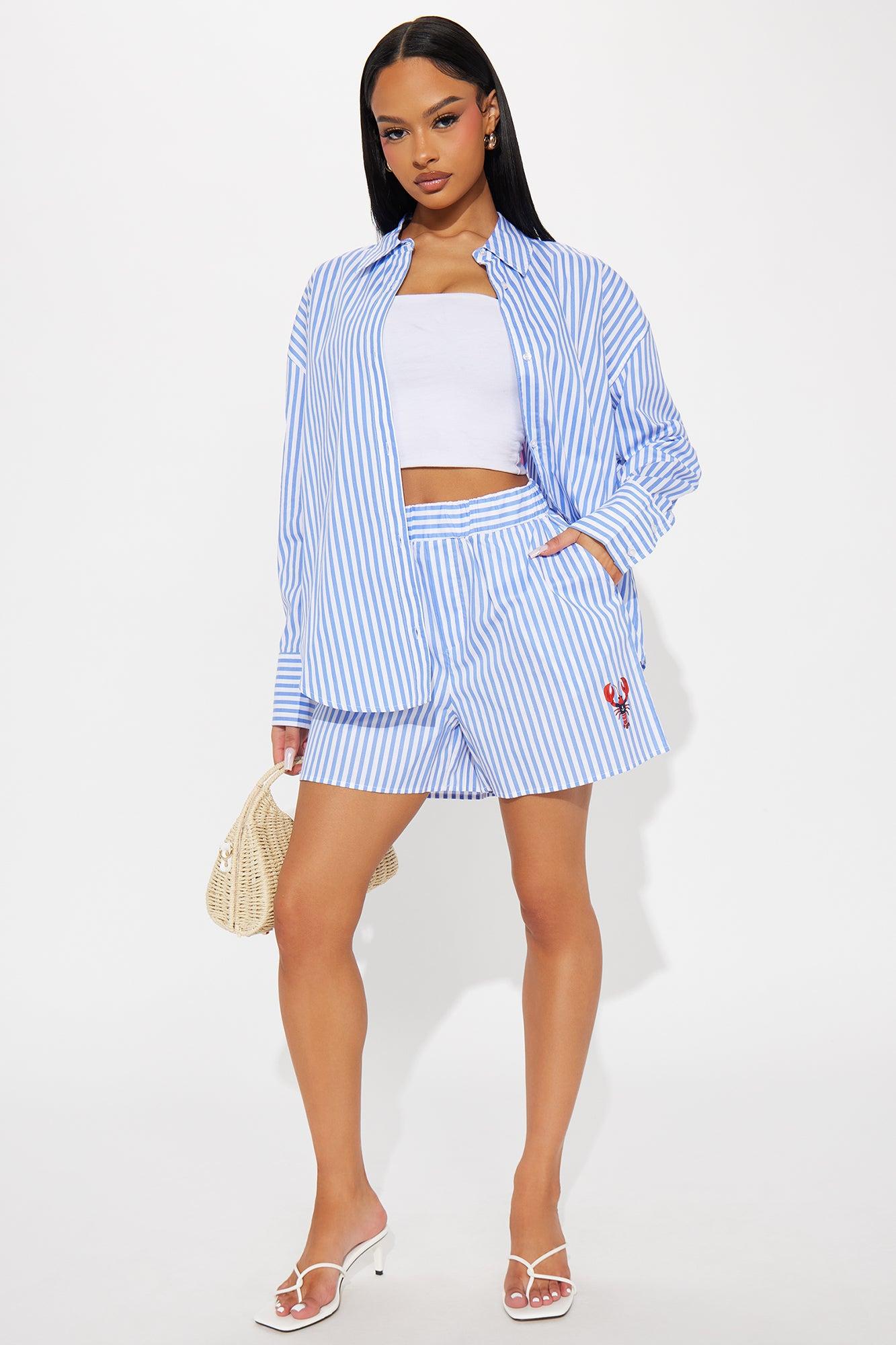 Salty Lobster Poplin Short Set - Blue/combo Product Image