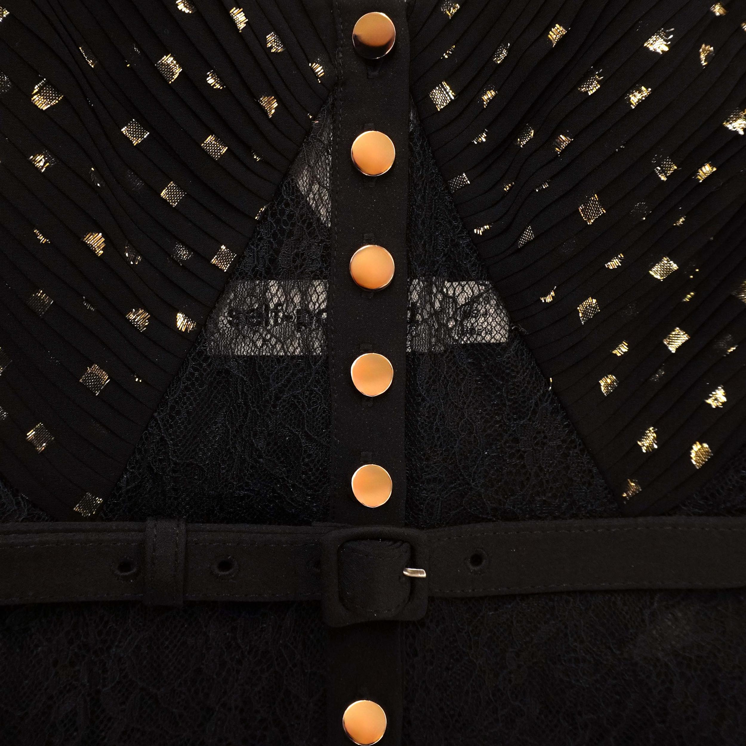 Black And Gold Chiffon Maxi Dress Product Image