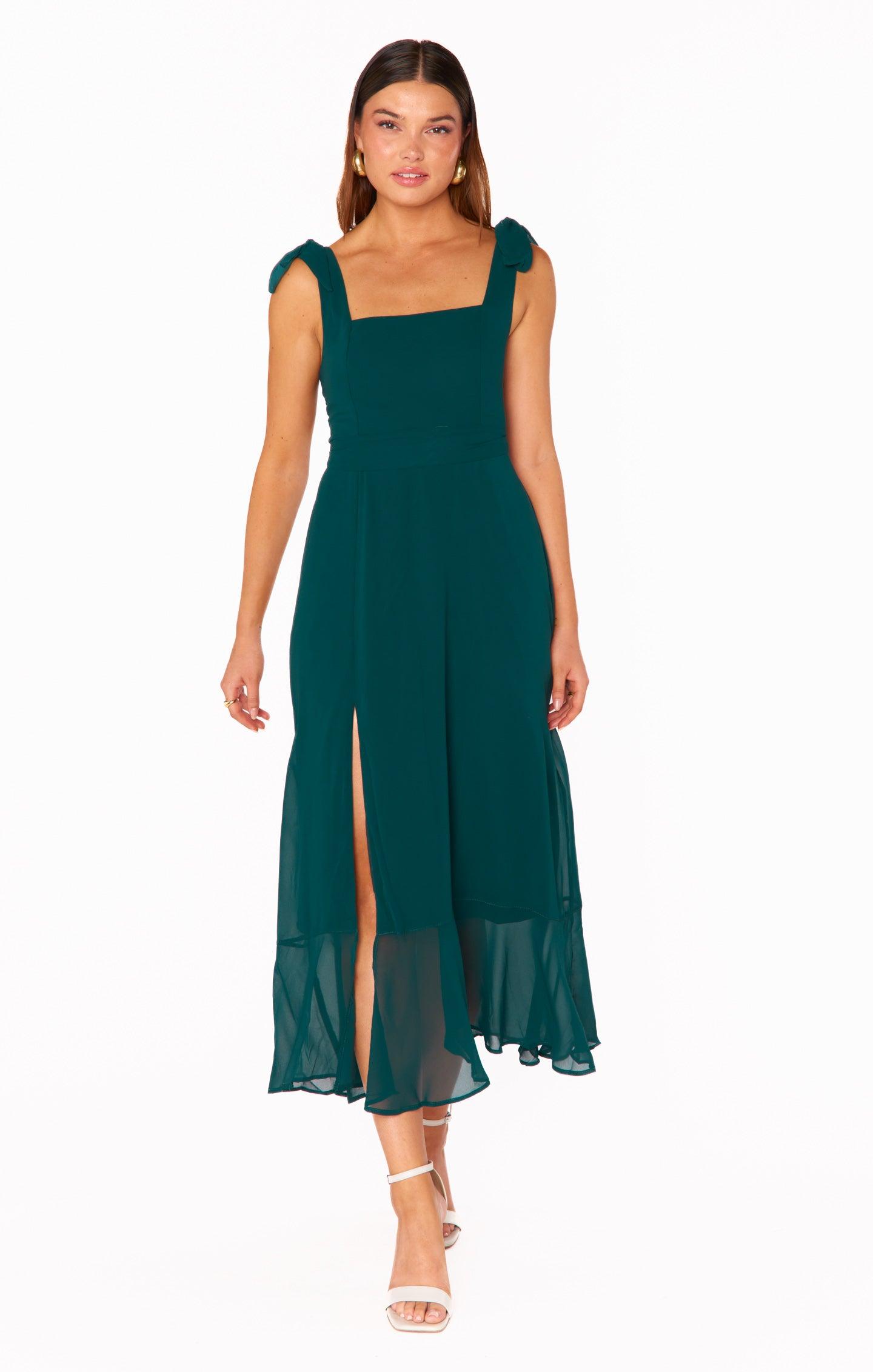 Claire Midi Dress ~ Emerald Chiffon Product Image
