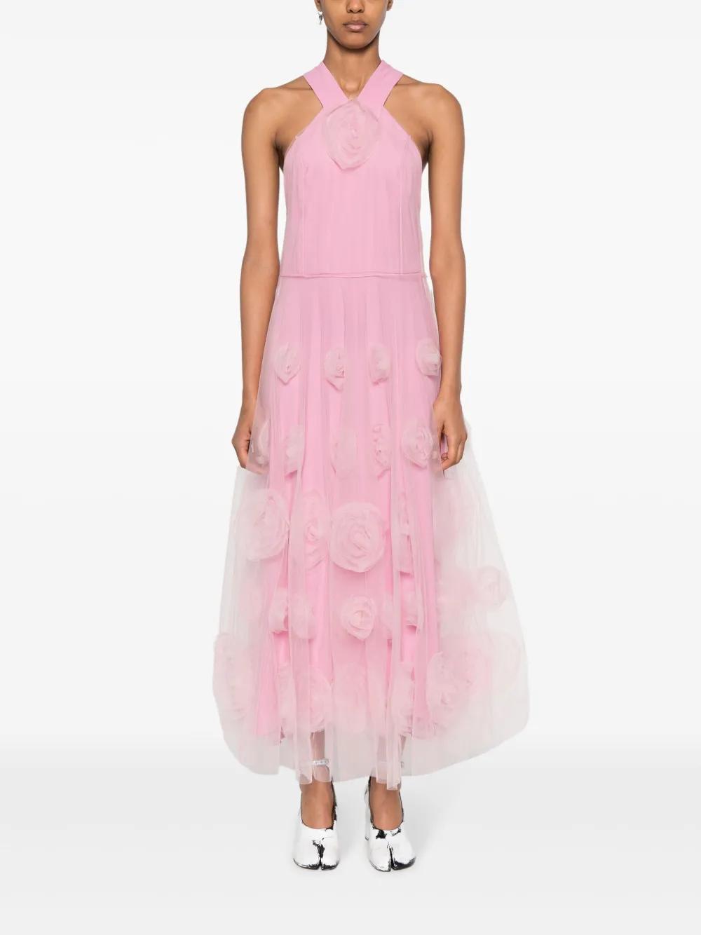 floral-motif tulle maxi dress Product Image