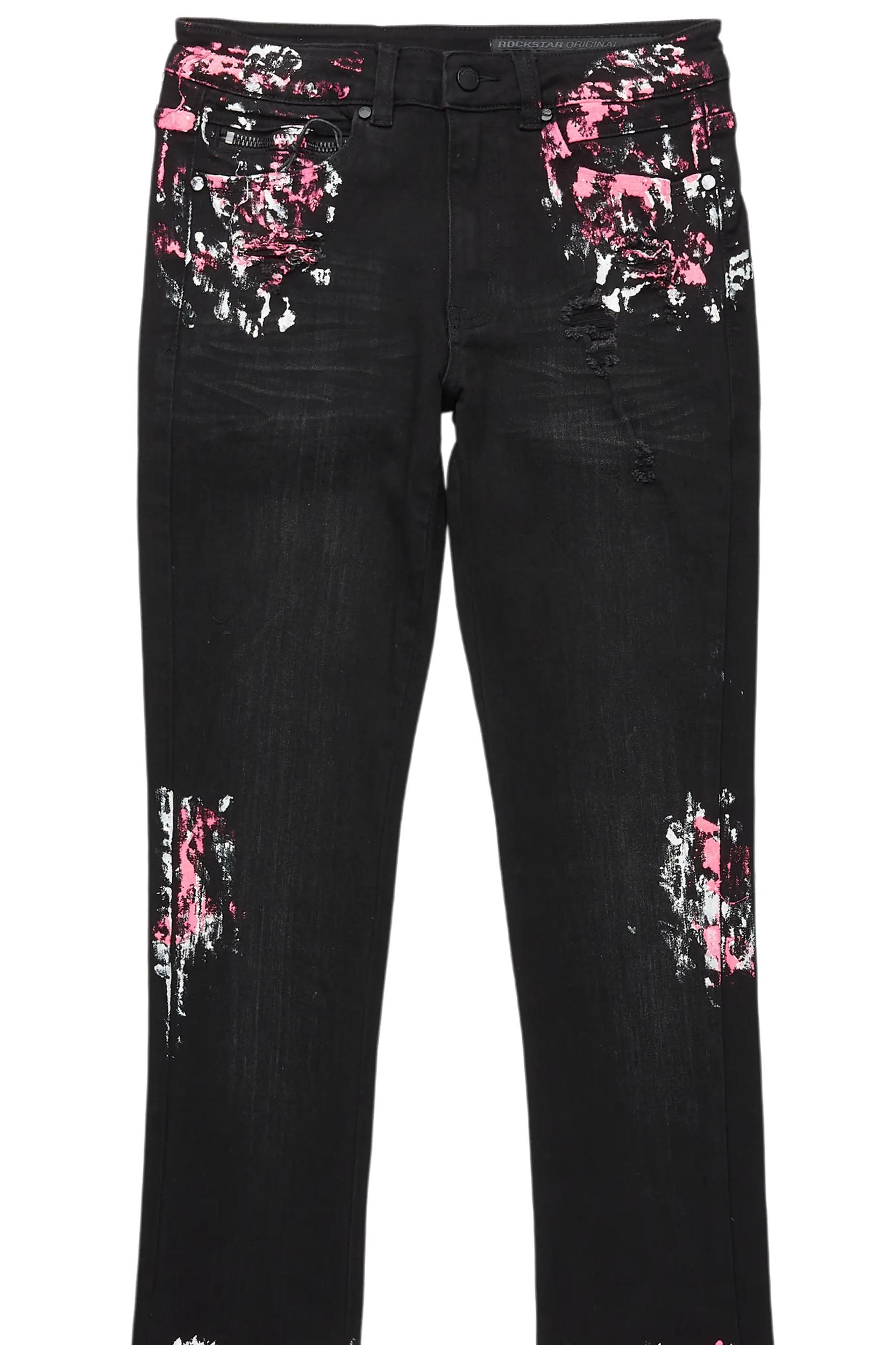 Kodak Black/Pink Painter Stacked Flare Jean Male Product Image