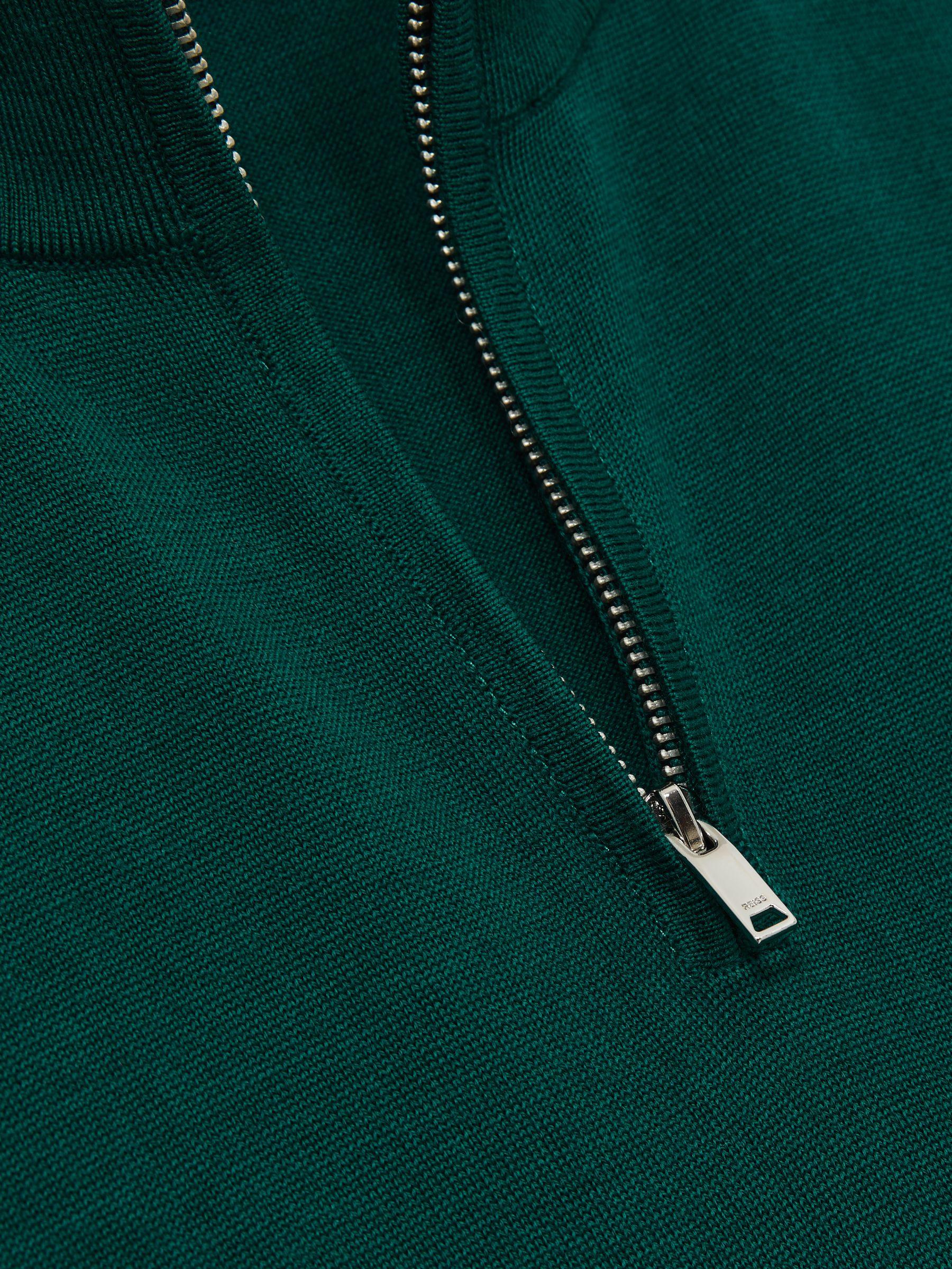 Merino Wool Half-Zip Funnel Neck Jumper in Opal Green Product Image
