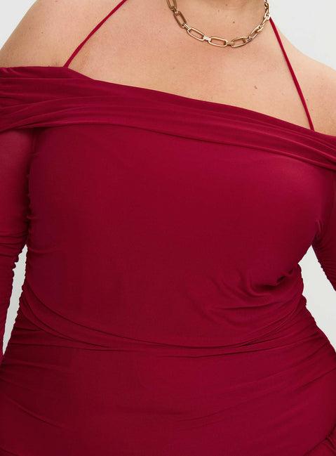 Taylon Off The Shoulder Mini Dress Red Curve Product Image