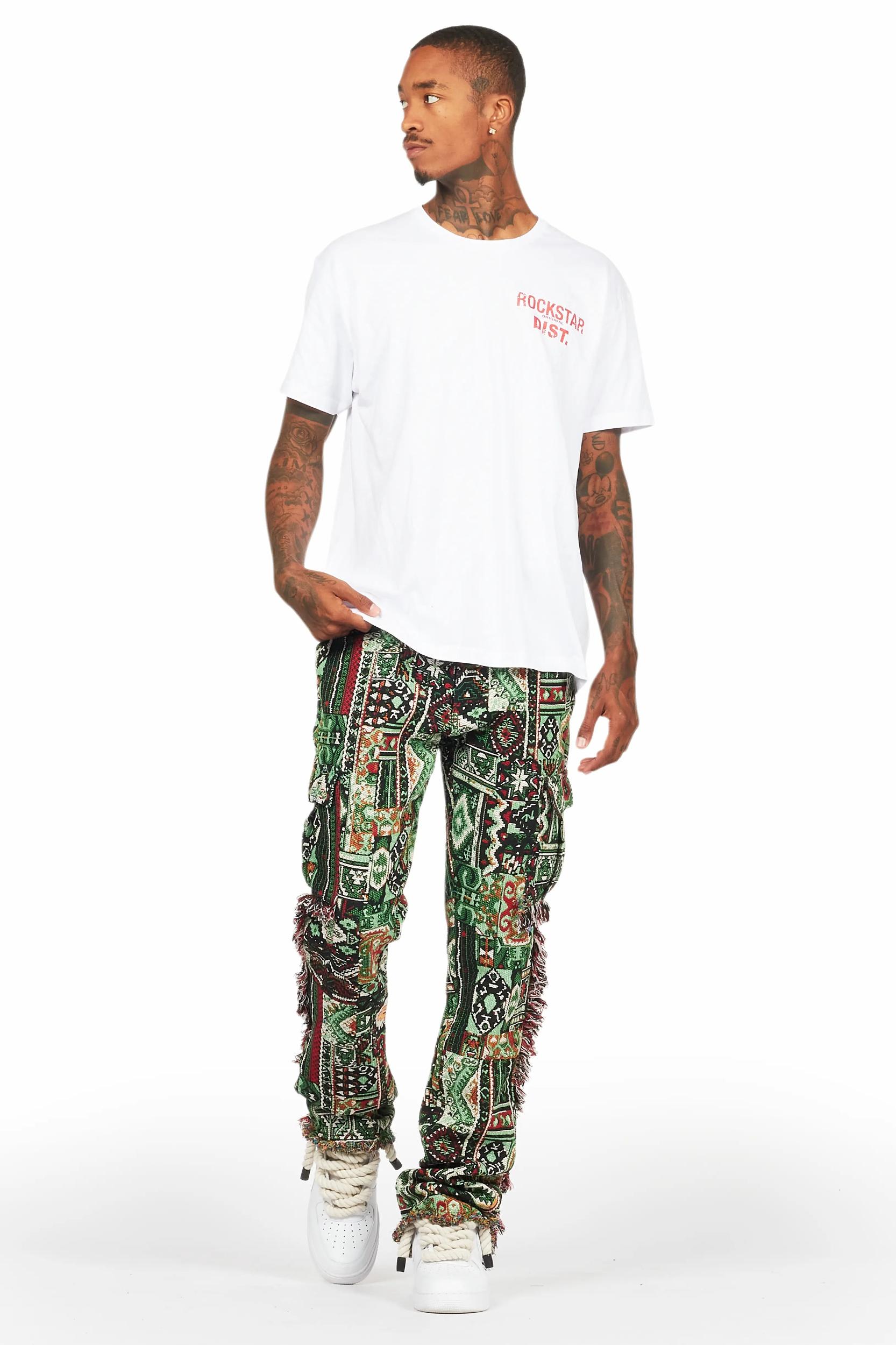 Ayami Green Slim Tapestry Flare Jean Male Product Image