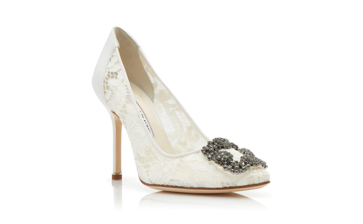 HANGISI LACE Light Cream Lace Jewel Buckle Pumps Product Image
