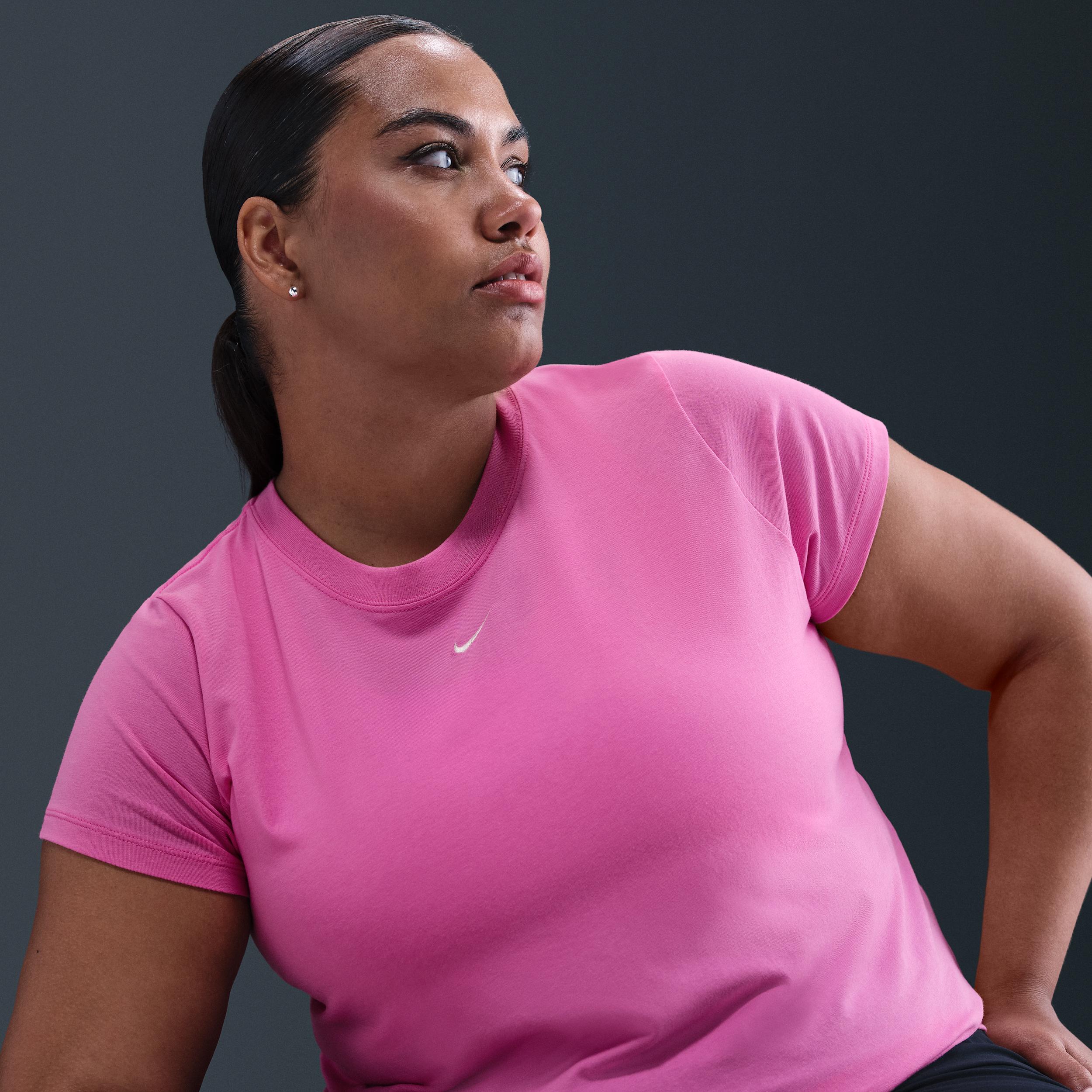 Womens Nike Sportswear Chill Knit Cropped T-Shirt (Plus Size) | FZ2479-675 Product Image