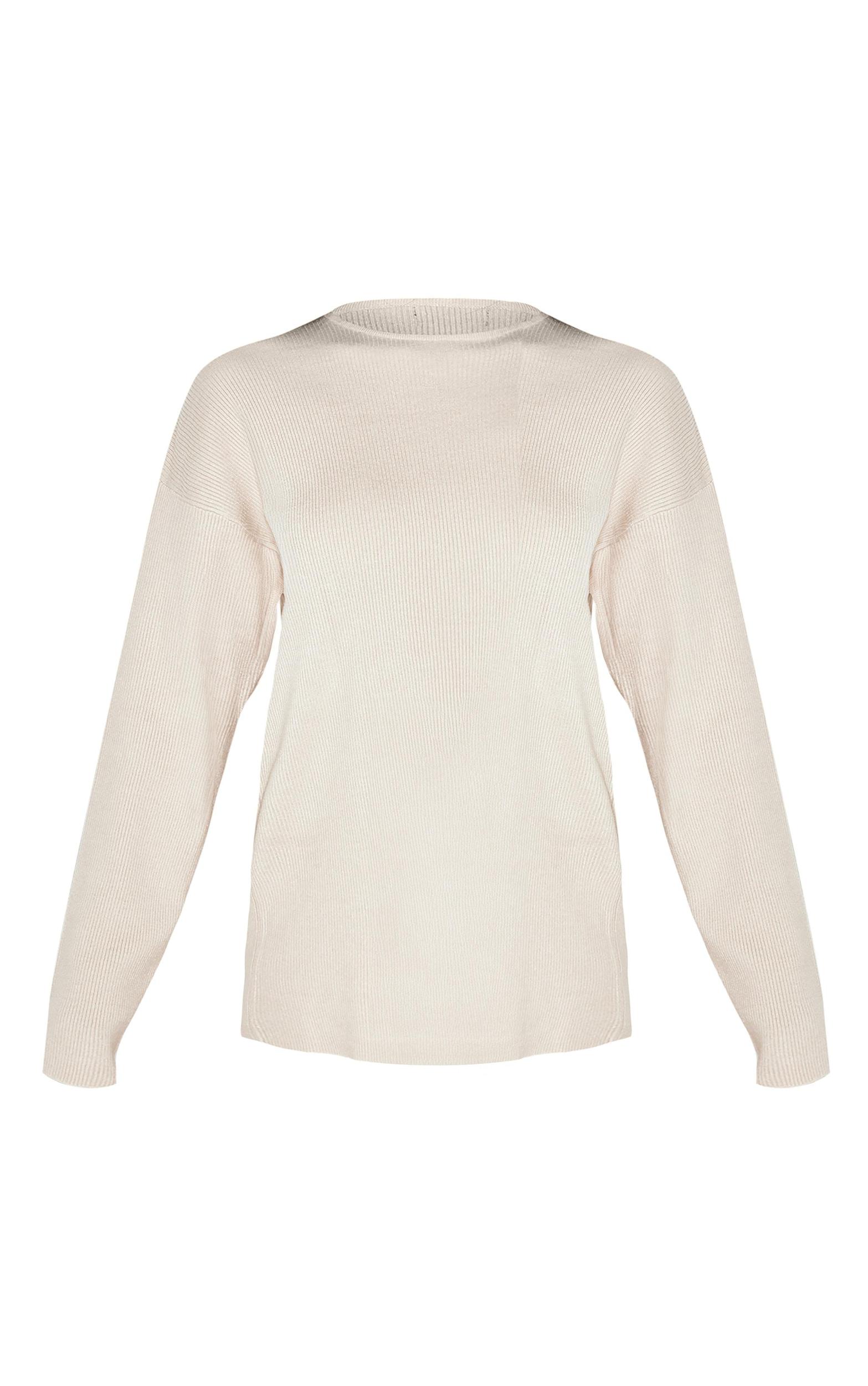 Oatmeal Light Rib Knit Oversized Top Product Image