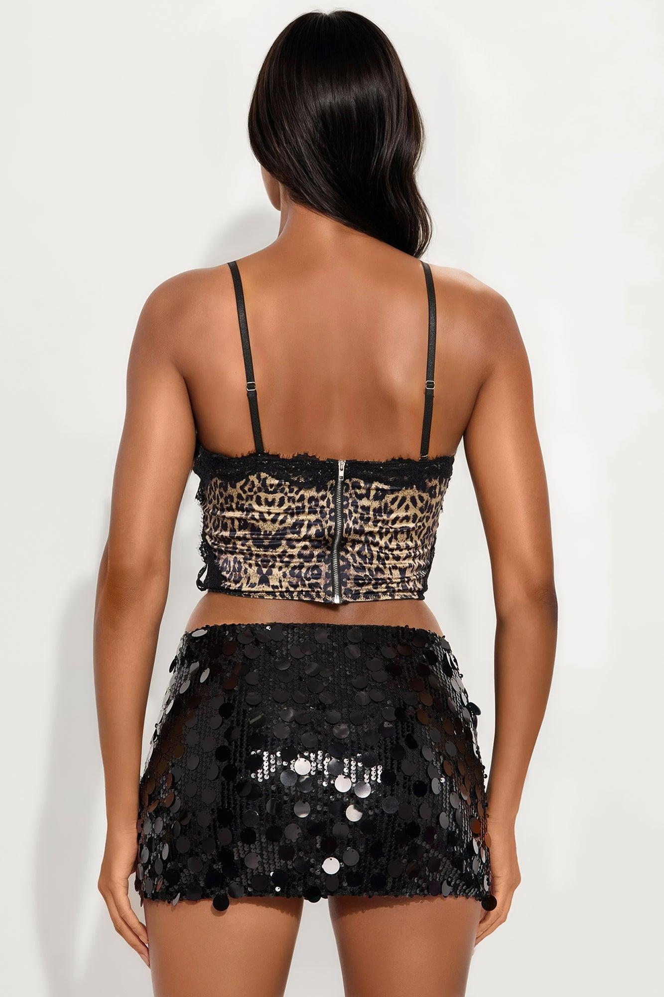 Shiloh Low Rise Sequin Micro Mini Skirt - Black Female Product Image