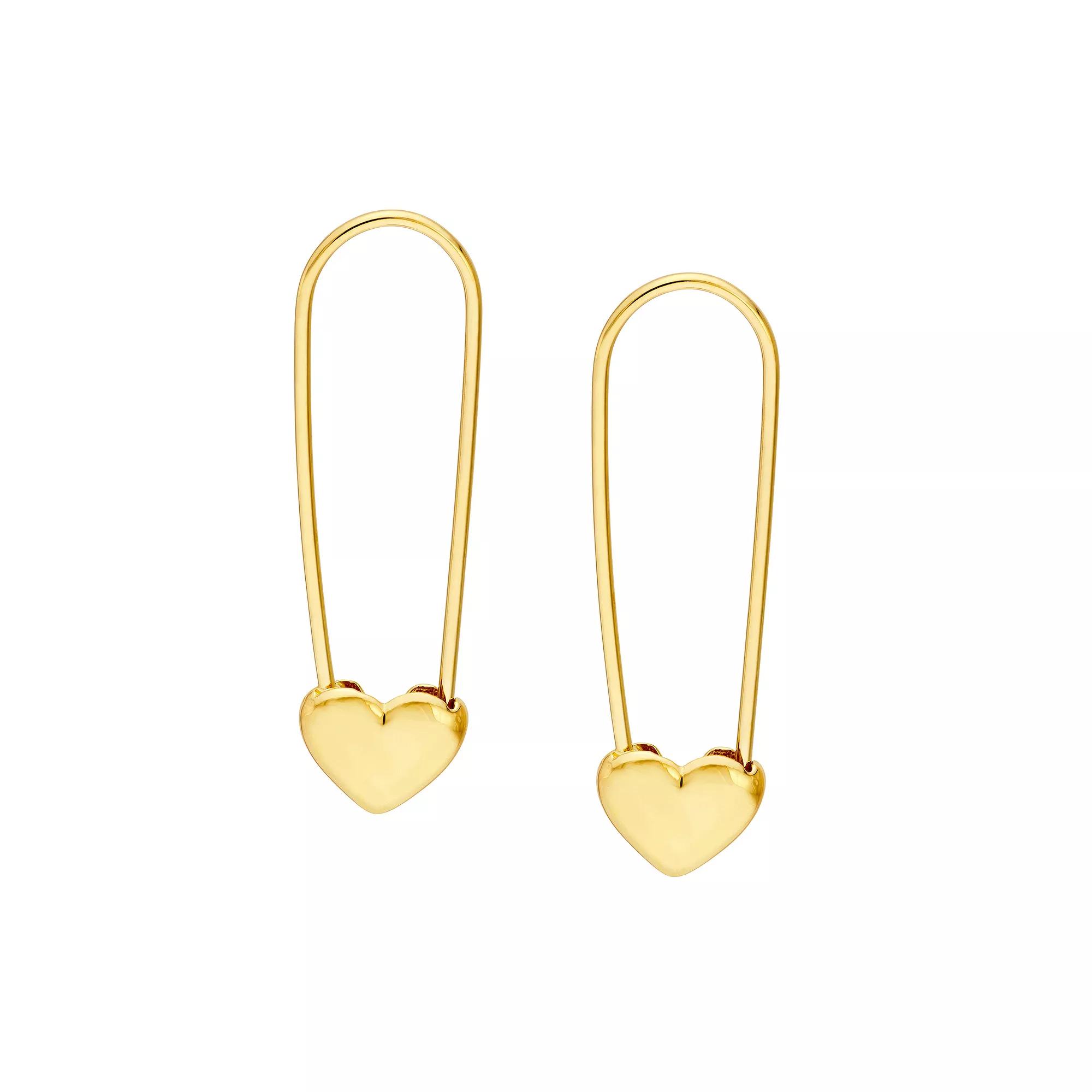 14k Gold Heart Drop Earrings, Women's Product Image