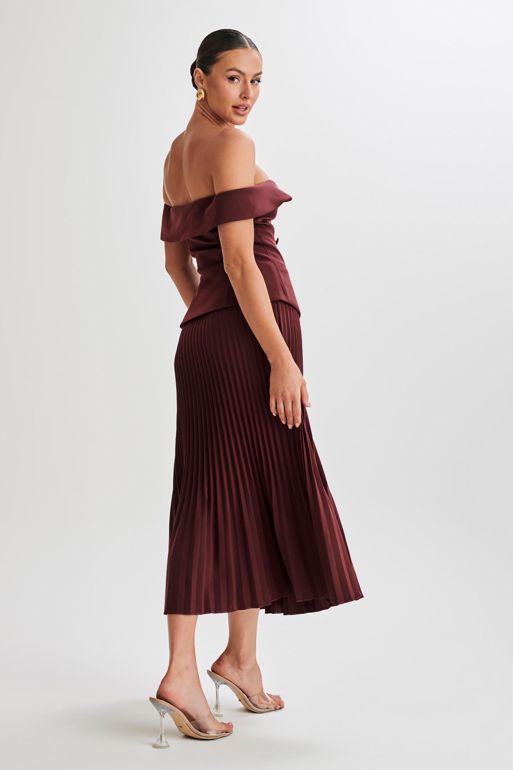 Twyla Pleated Suiting Maxi Skirt - Plum Product Image