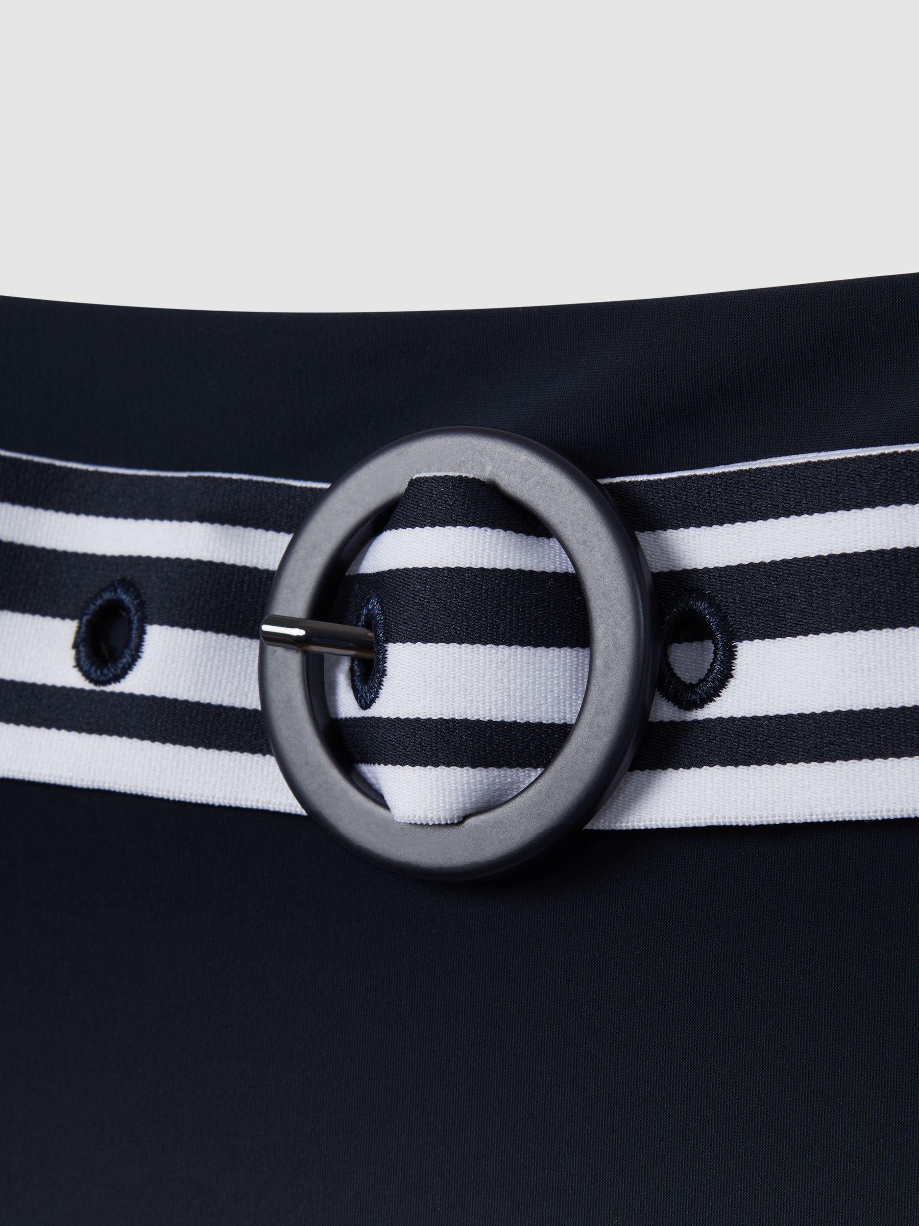 High Rise Belted Bikini Bottoms in Navy/White Product Image